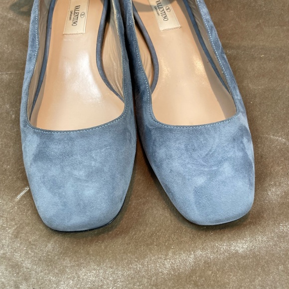 VALENTINO Garavani Suede Ankle Wrap Blue Suede Ballet Flats IT 38.5 - Picture 6 of 13